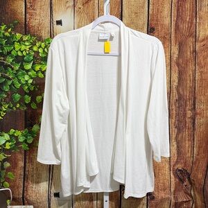 Kim Rogers Open Front White Cardigan Size XL